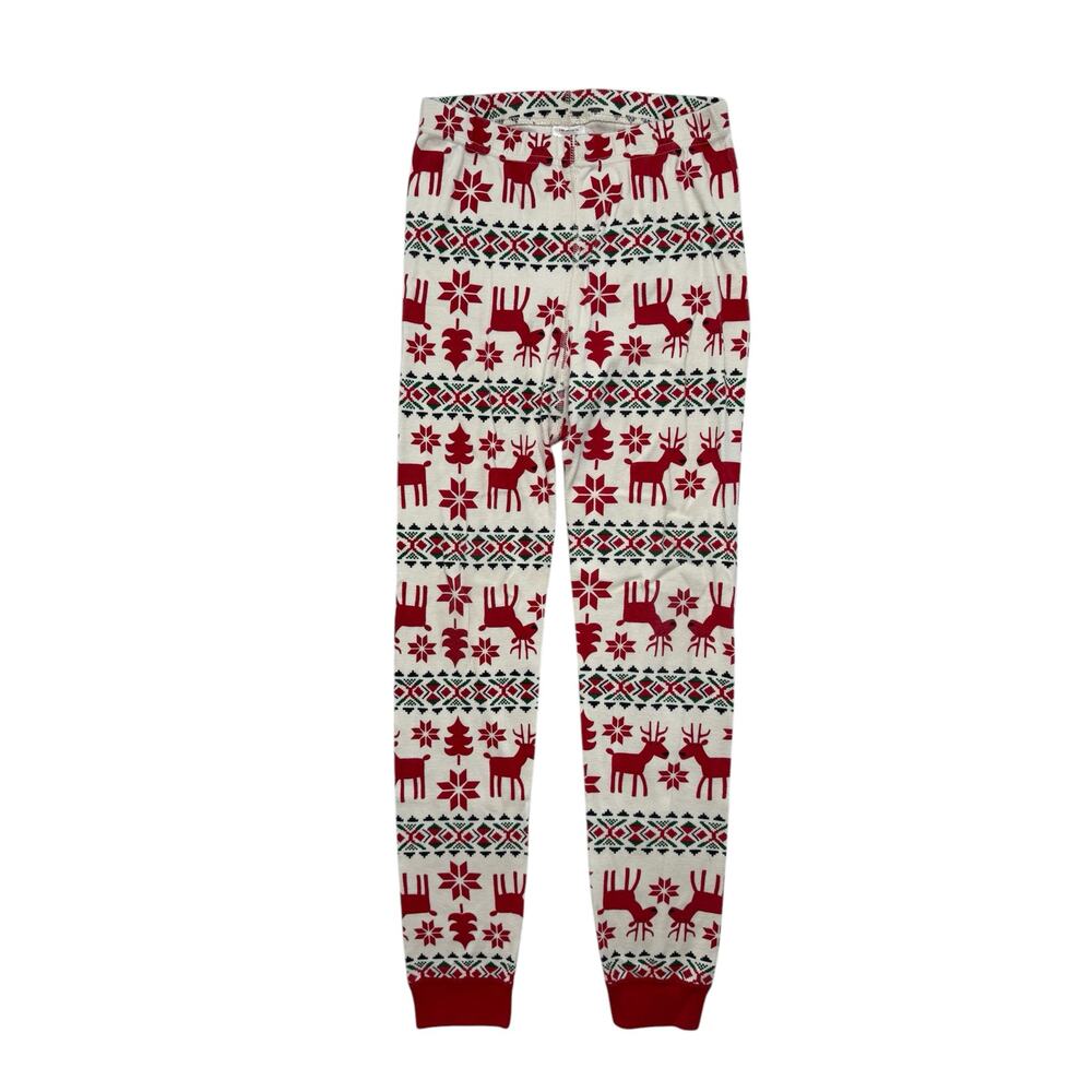 HANNA ANDERSSON Scandi Cane Red Ivory Reindeer Pajama Pant Sz 10 140 Unisex Kids